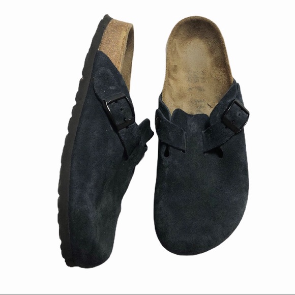 Birkenstock Shoes - Birkenstock Betula navy blue suede mules (38)